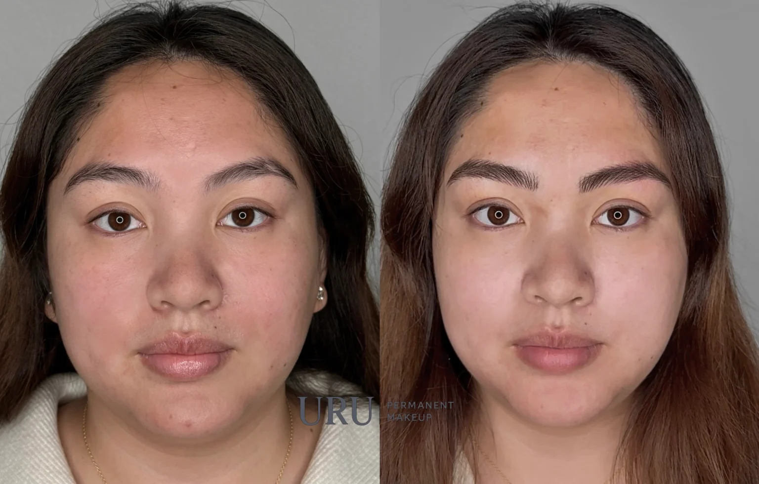 Hair-stroke eyebrow enhancement creating fuller, natural-looking brows with improved symmetry results in Sacramento.